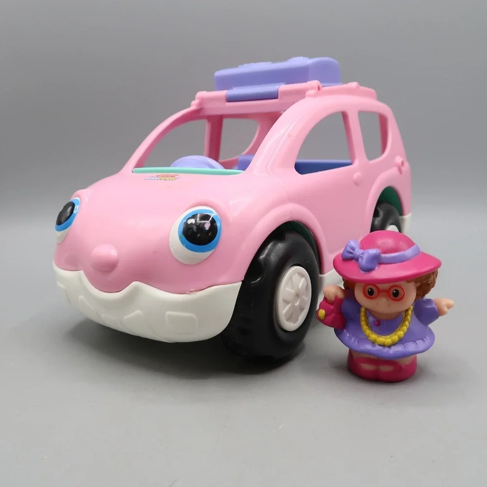 2009 Fisher-Price Little People Pink SUV Car w Mom Woman Figure Sound
